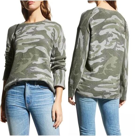 Rails Juno Wool Crewneck Sweater Camo Green Large Army Utility Quiet Luxury Cozy - Picture 1 of 13
